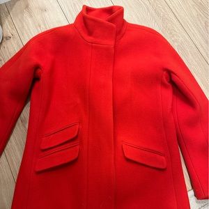 Premium JCrew Italian Stadium Cloth Red Coat, Silk Lined. Size 2. Like New.